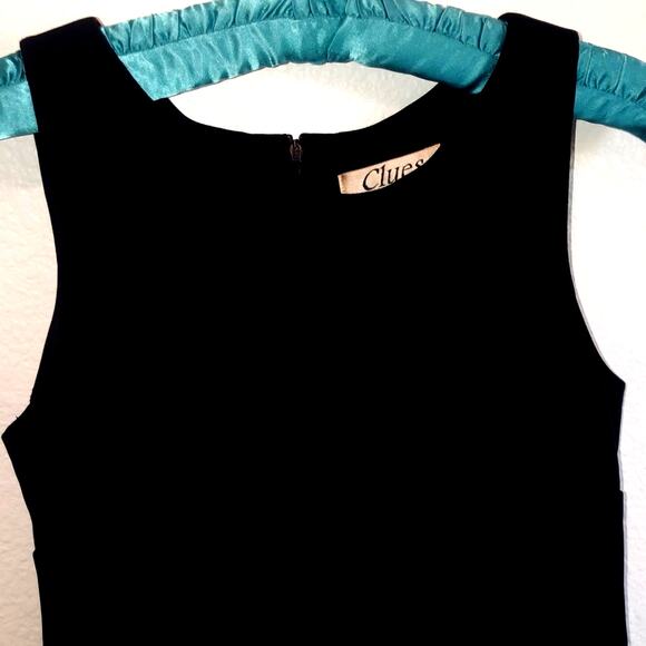 Nordstrom Clues 80s Scalloped Hem Cocktail Black dress size 6 - Picture 2 of 9